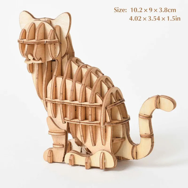 Puzzle 3D en Bois - Animaux | Chat