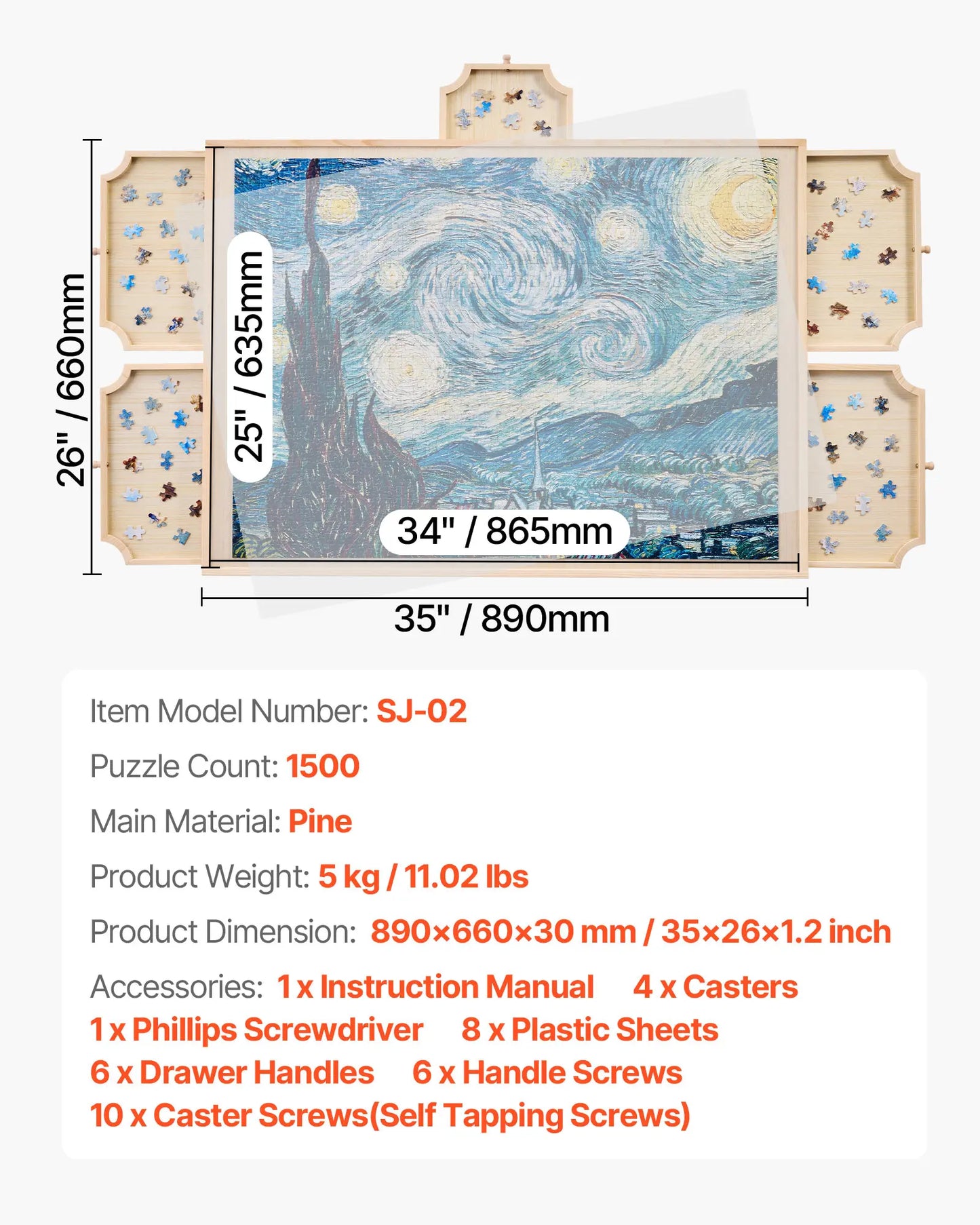 Planche rotative pour puzzle 1500 pièces avec bacs de tri