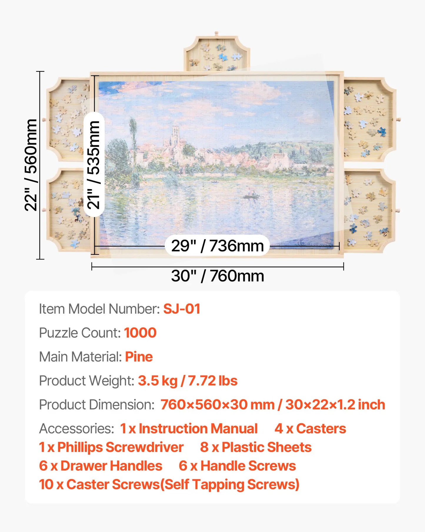 Planche rotative pour Puzzle 1000 Pièces avec bacs de tri