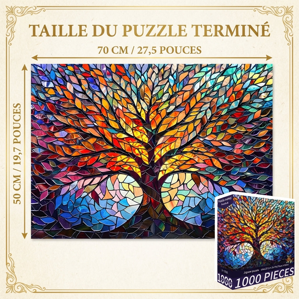 Puzzle Arbre de Vie - Vitrail Coloré - 1000 Pièces
