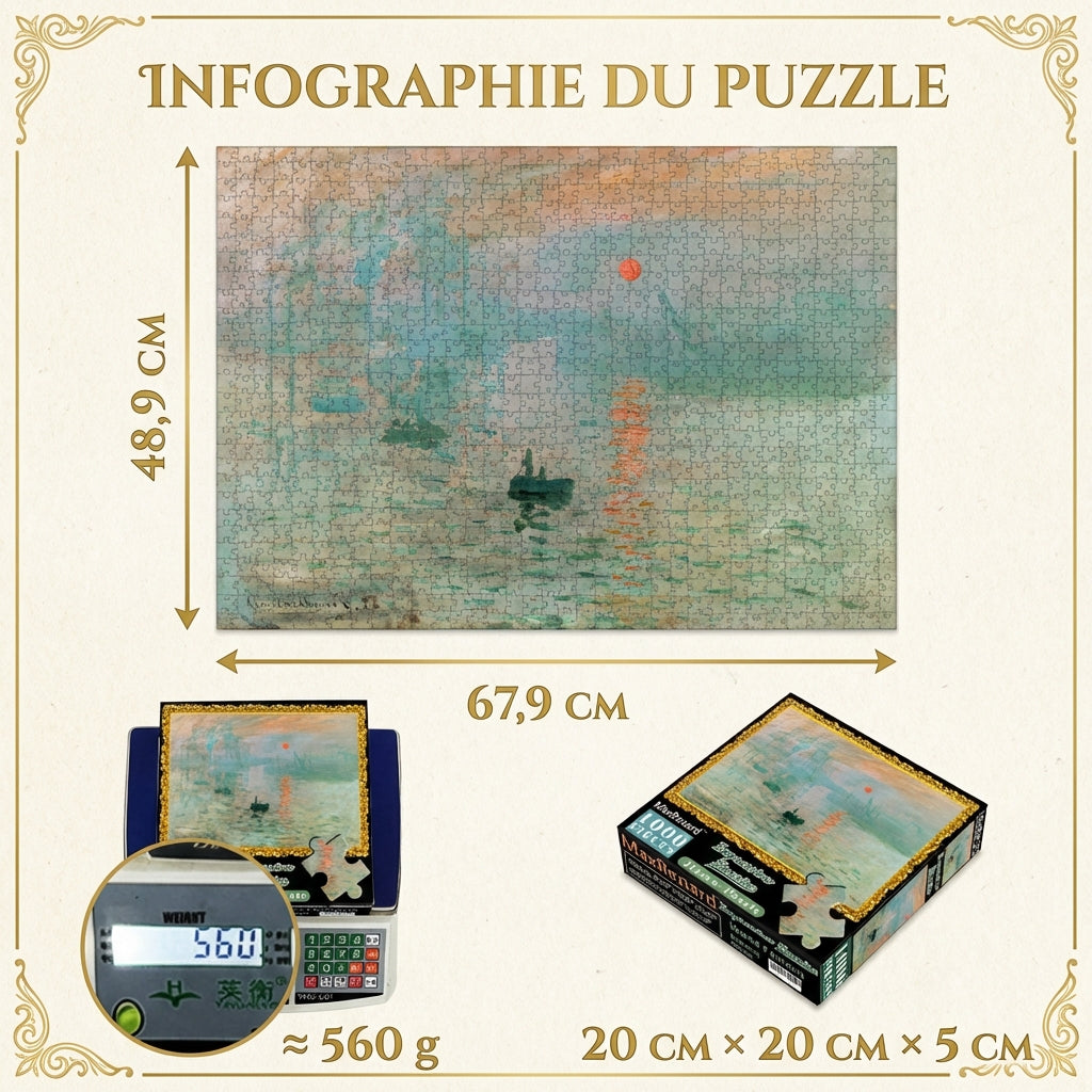 Puzzle 1000 Pièces "Impression, Soleil Levant" - Claude Monet - Art & Sérénité
