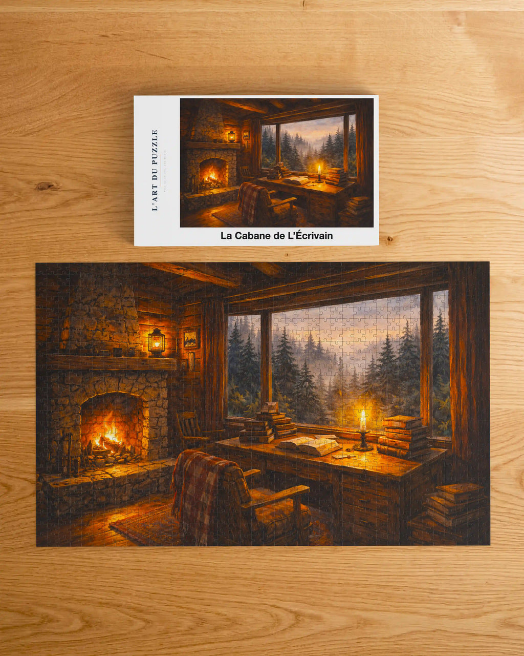Boîte du puzzle en bois La Cabane de l'Écrivain - Collection Signature L'Art du Puzzle