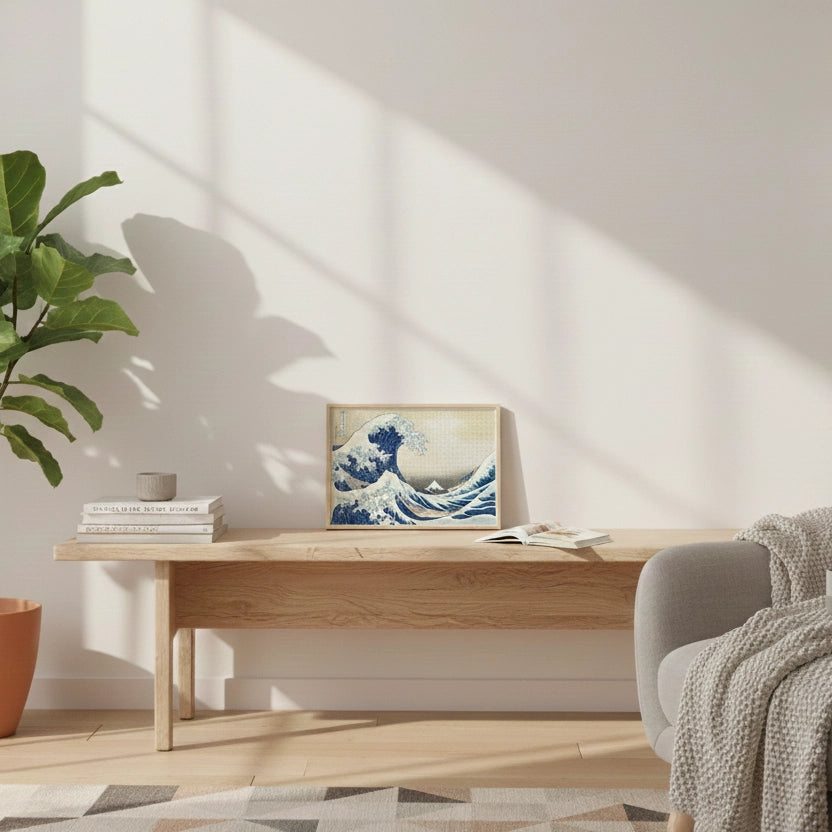 Mini Puzzle 1000 Pièces - La Grande Vague de Kanagawa, Katsushika Hokusai (Art, Adulte)