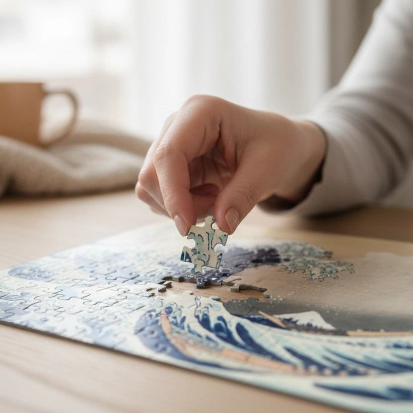 Mini Puzzle 1000 Pièces - La Grande Vague de Kanagawa, Katsushika Hokusai (Art, Adulte)