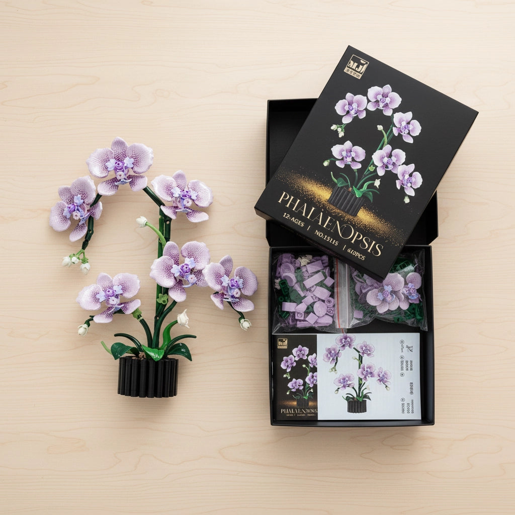 Puzzle 3D Fleur : Maquette à Assembler d'Orchidée Phalaenopsis Élégante (619 Pièces)