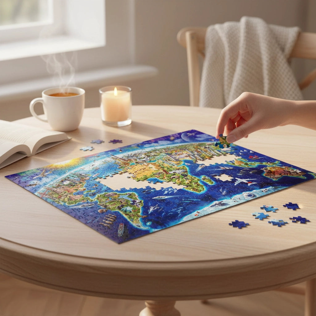 Puzzle 1000 Pièces - Carte des monuments du monde (Art, Adulte)