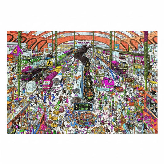 Puzzle 1000 pièces - Gare encombrée (Cartoon, Adulte)