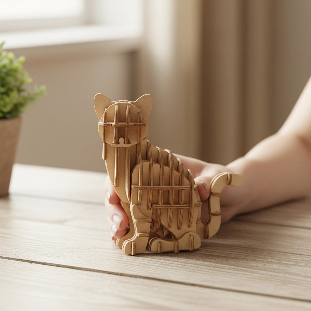 Puzzle 3D en Bois - Animaux | Chat