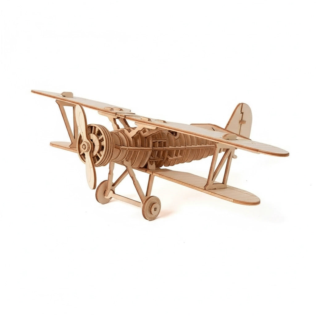Puzzle 3D en bois - Véhicules | Avion biplan