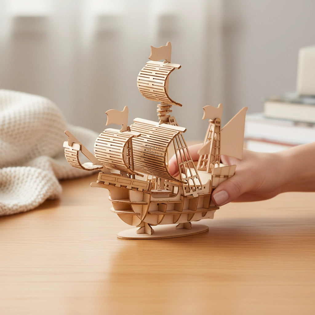 Puzzle 3D en bois - Véhicules | Bateau 2 Mats