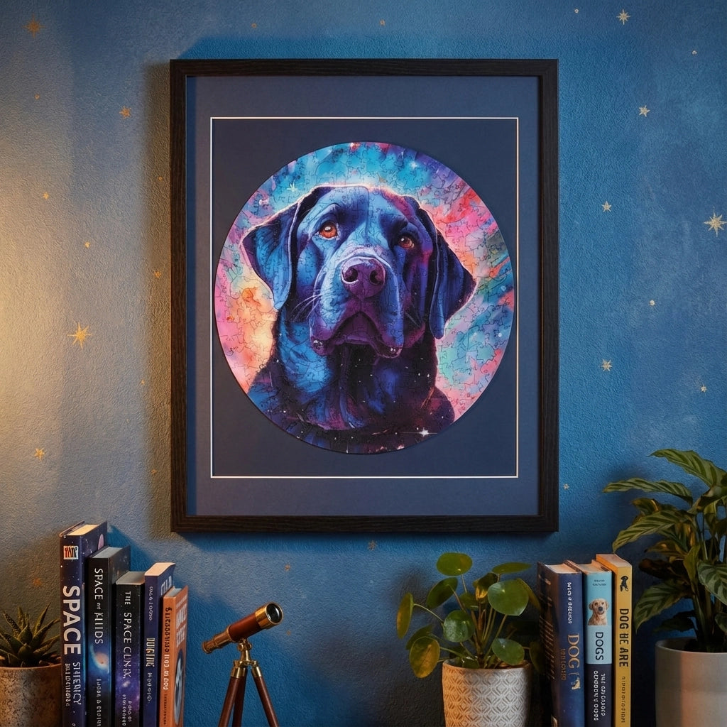 Puzzle en bois "Labrador Cosmique" - Puzzle chien multicolore pour adultes et enfants
