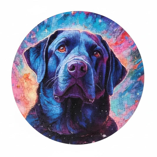 Puzzle en bois "Labrador Cosmique" - Puzzle chien multicolore pour adultes et enfants