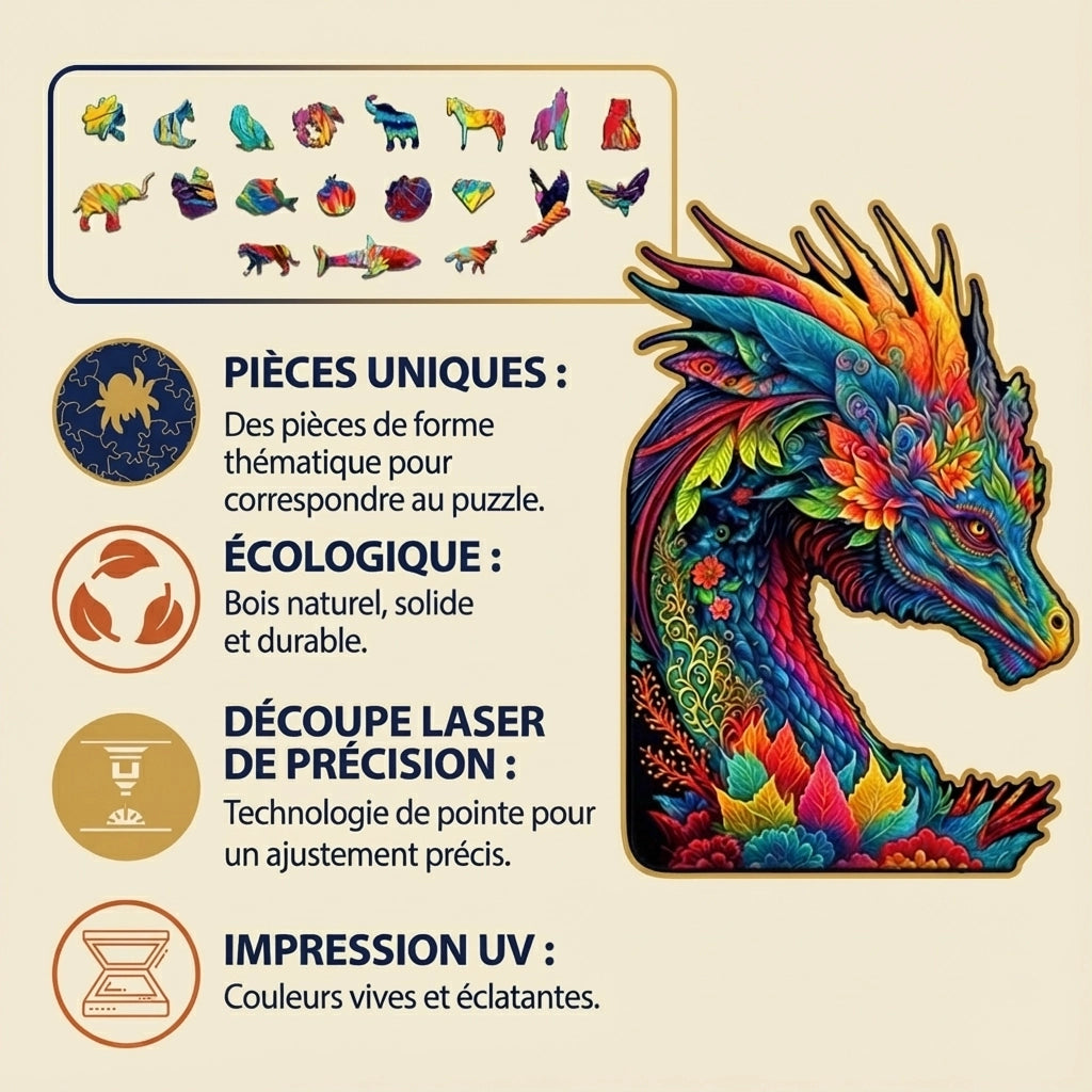 Puzzle en bois Tortue – Puzzle océan (pièces irrégulières)