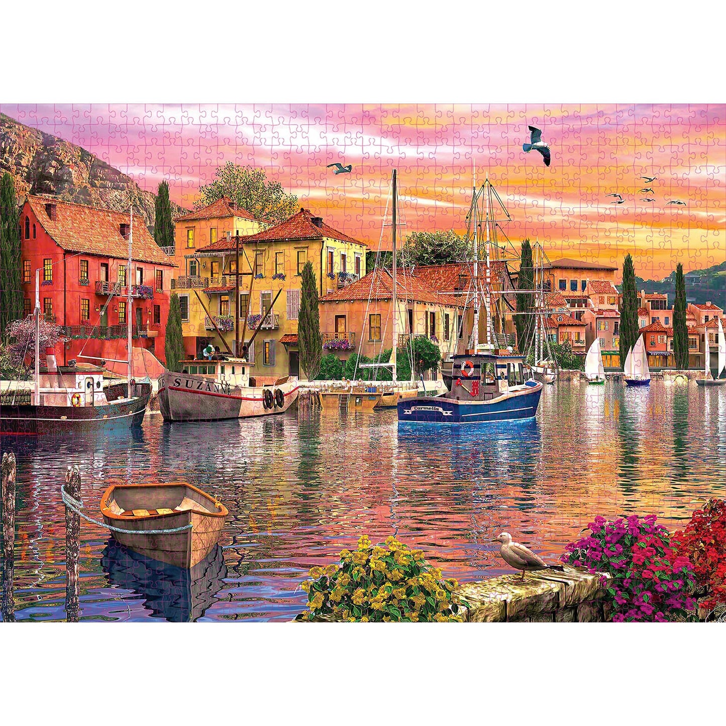 Puzzle 1000 pièces - Port Méditerranéen (Art, Adulte)