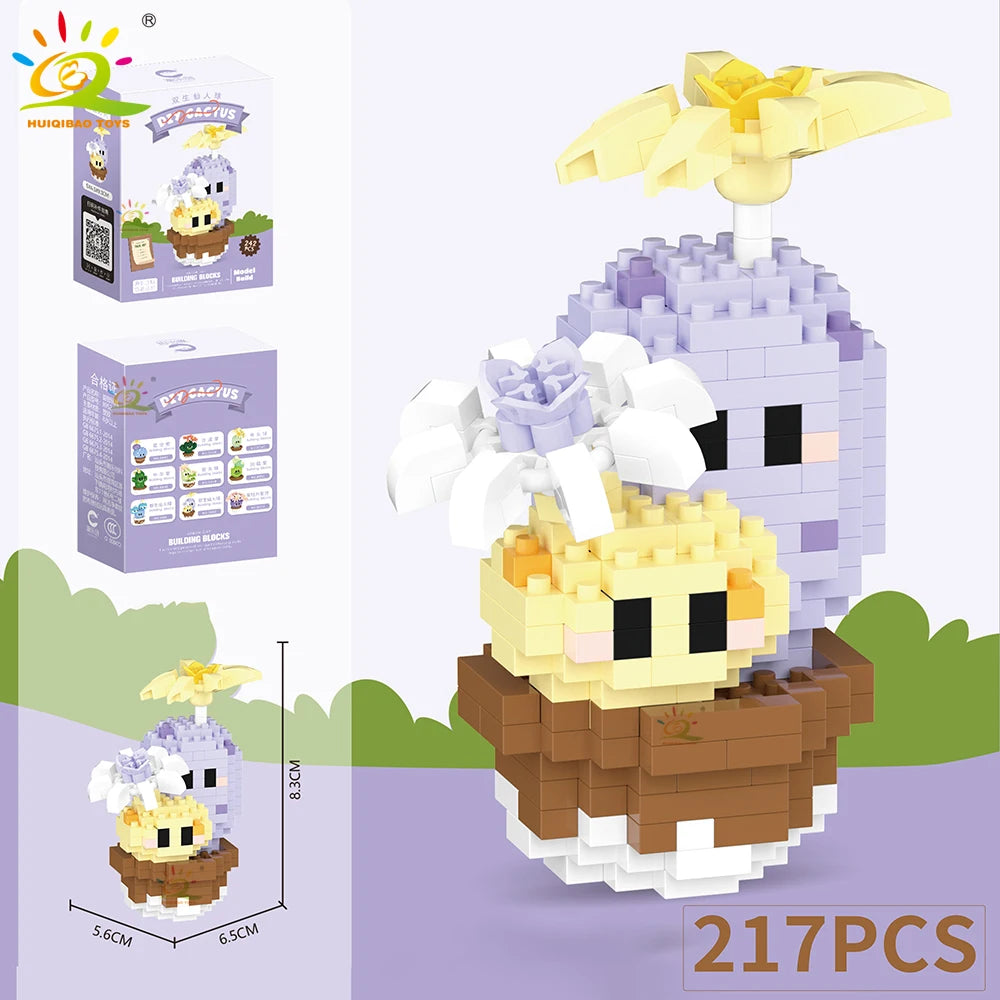 Mini Puzzle 3D Botanique en Micro-Briques - Collection Cactus et Succulentes