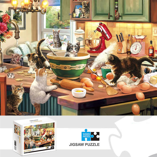 Puzzle 1000 Pièces - Chats en Cuisine (Animaux, Art)