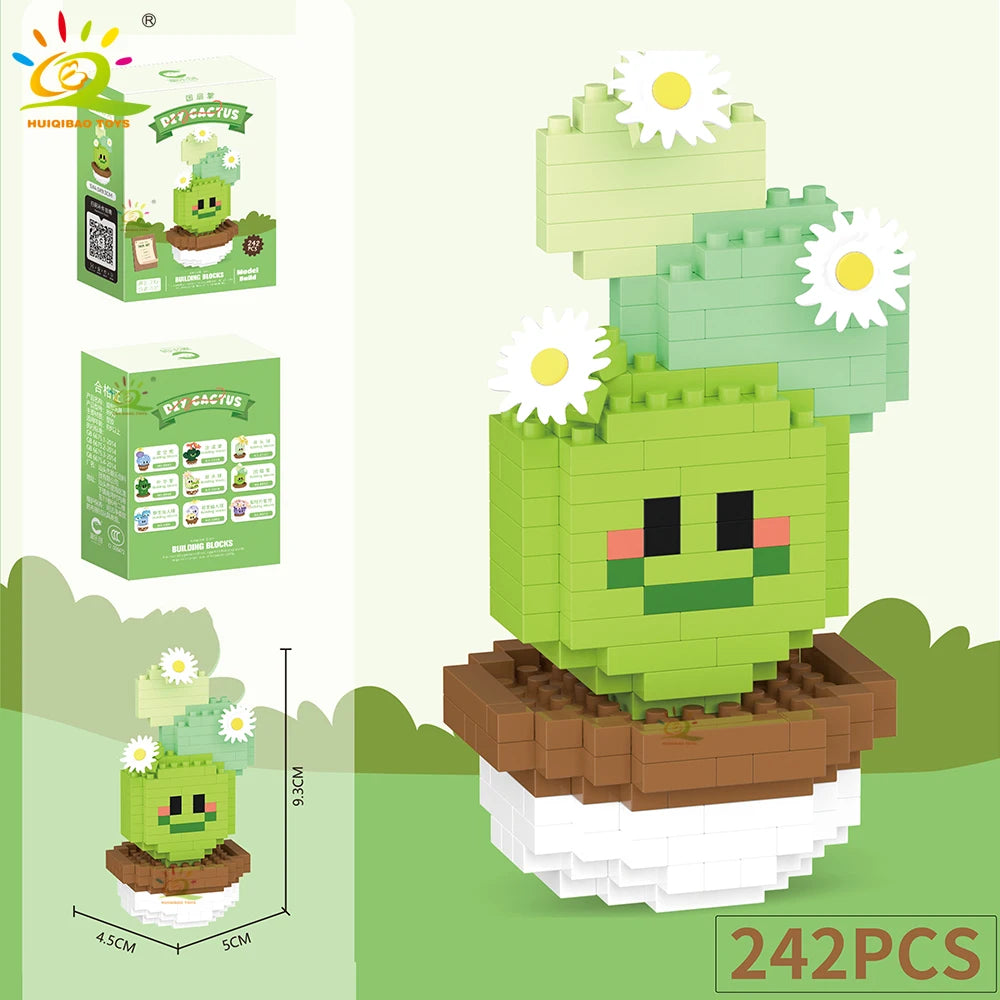 Mini Puzzle 3D Botanique en Micro-Briques - Collection Cactus et Succulentes