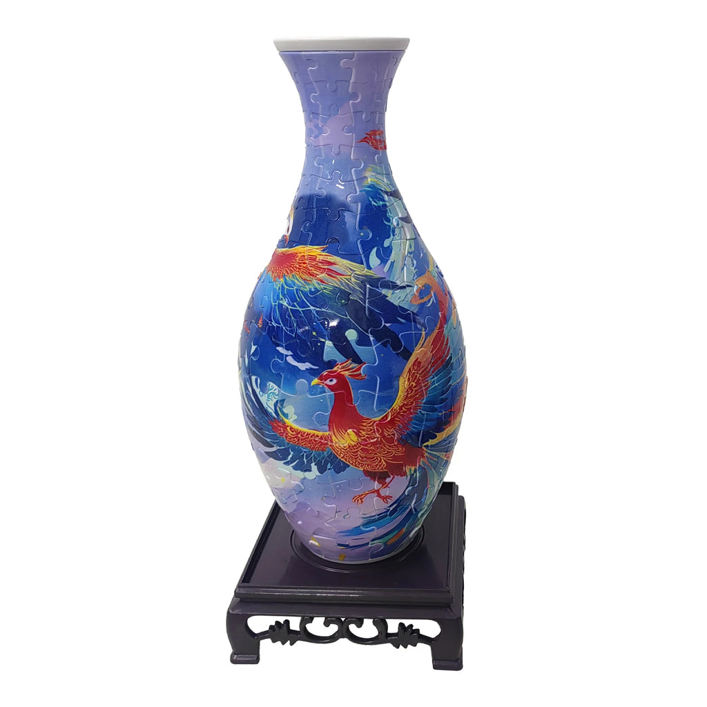 Puzzle 3D Vase 160 Pièces - Illustration Phénix Mythologique - Bleu et Or