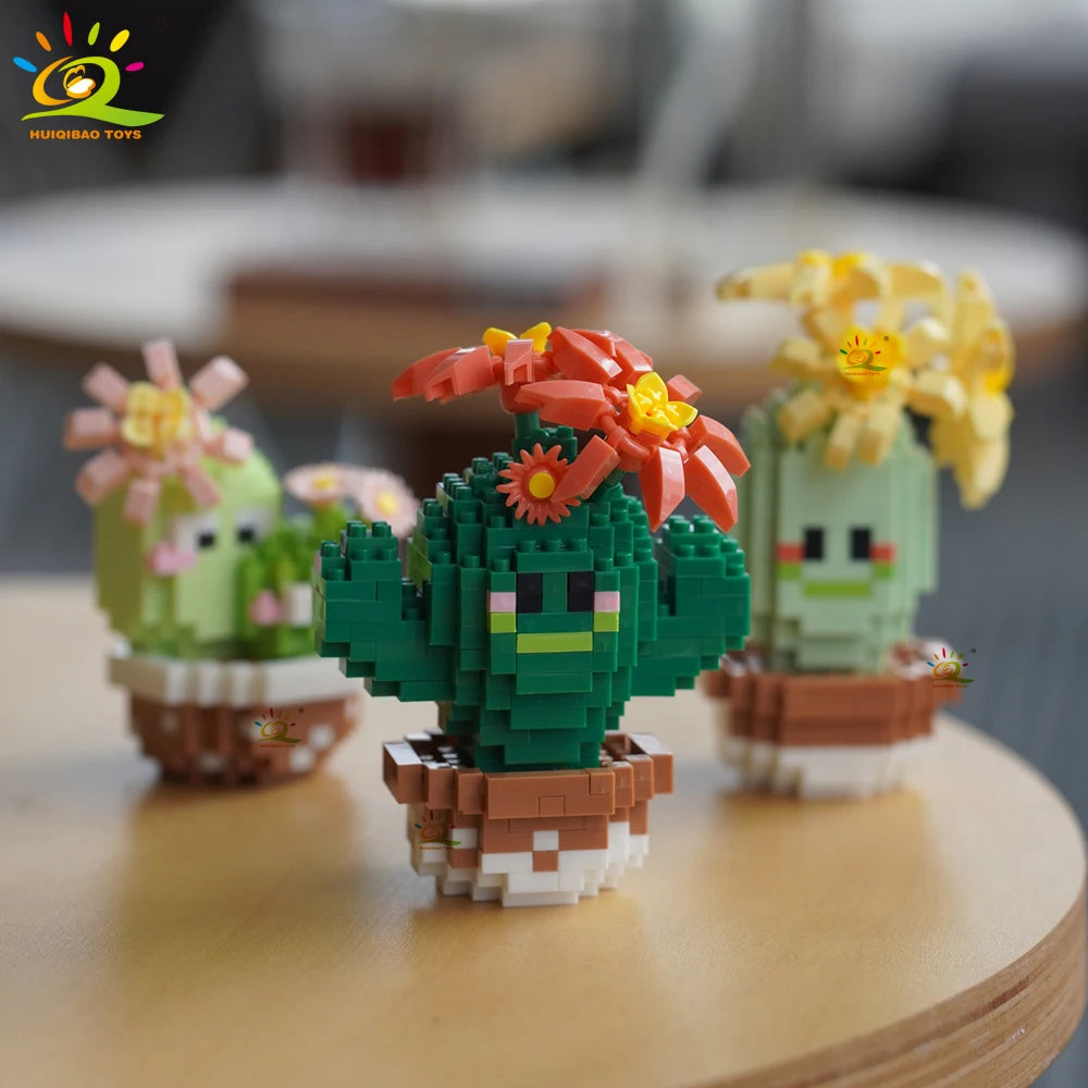 Mini Puzzle 3D Botanique en Micro-Briques - Collection Cactus et Succulentes