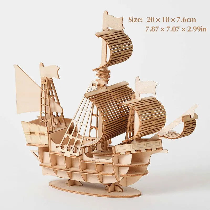 Puzzle 3D en bois - Véhicules | Bateau 2 Mats