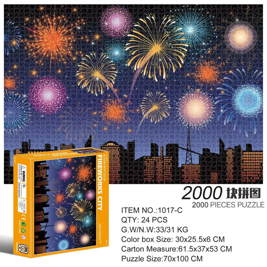Puzzle 2000 pièces - Feu d'artifices (Art, Adulte)