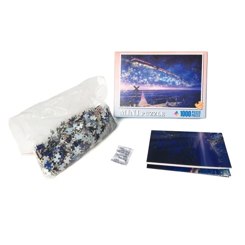 Mini Puzzle 1000 pièces – Château de Nuit (Paysage, Adulte)