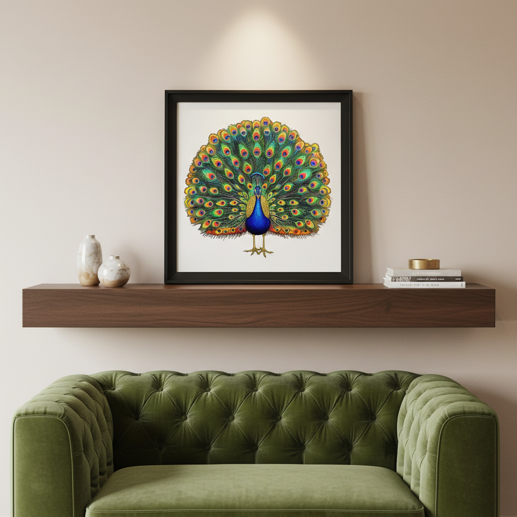 Puzzle en bois : Le paon majestueux