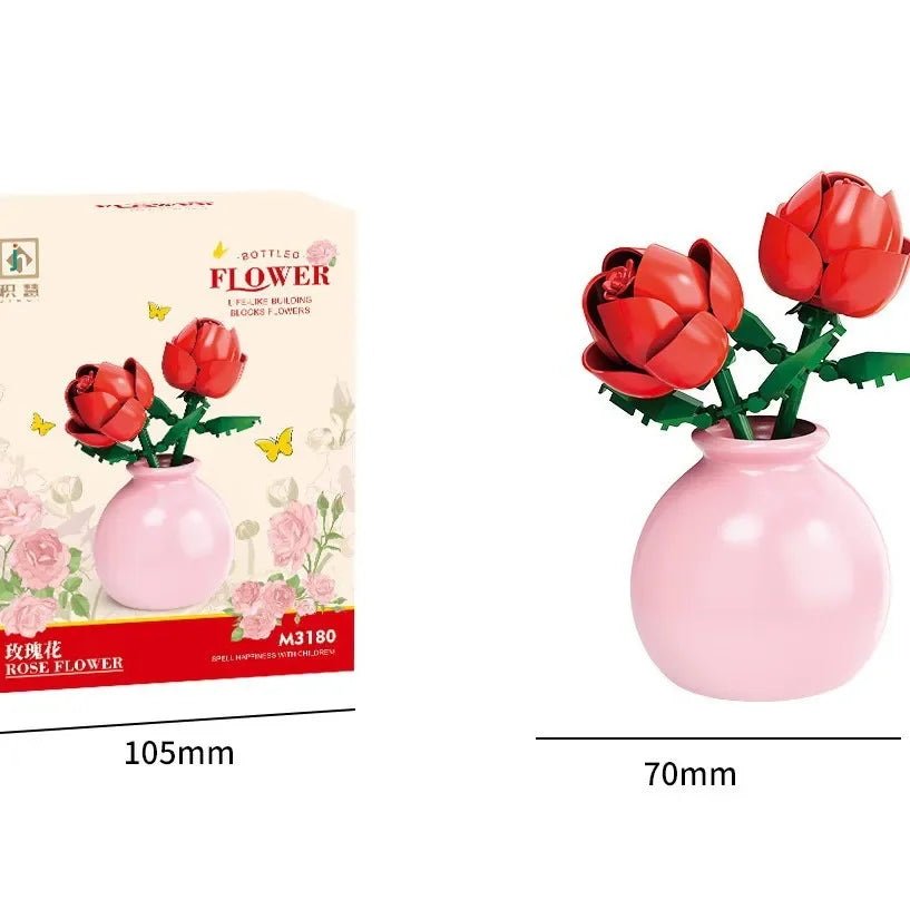 Puzzle 3D Fleurs en Pot – Compositions Florales Variées en Micro-Briques Décoratives