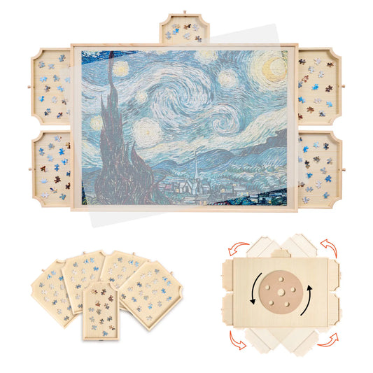 Planche rotative pour puzzle 1500 pièces avec bacs de tri