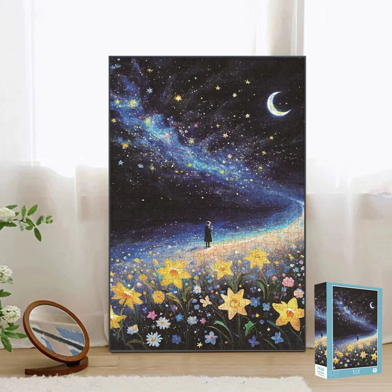 Puzzle Ciel Étoilé & Océan de Fleurs - Rêve Galactique - 1100 Pièces