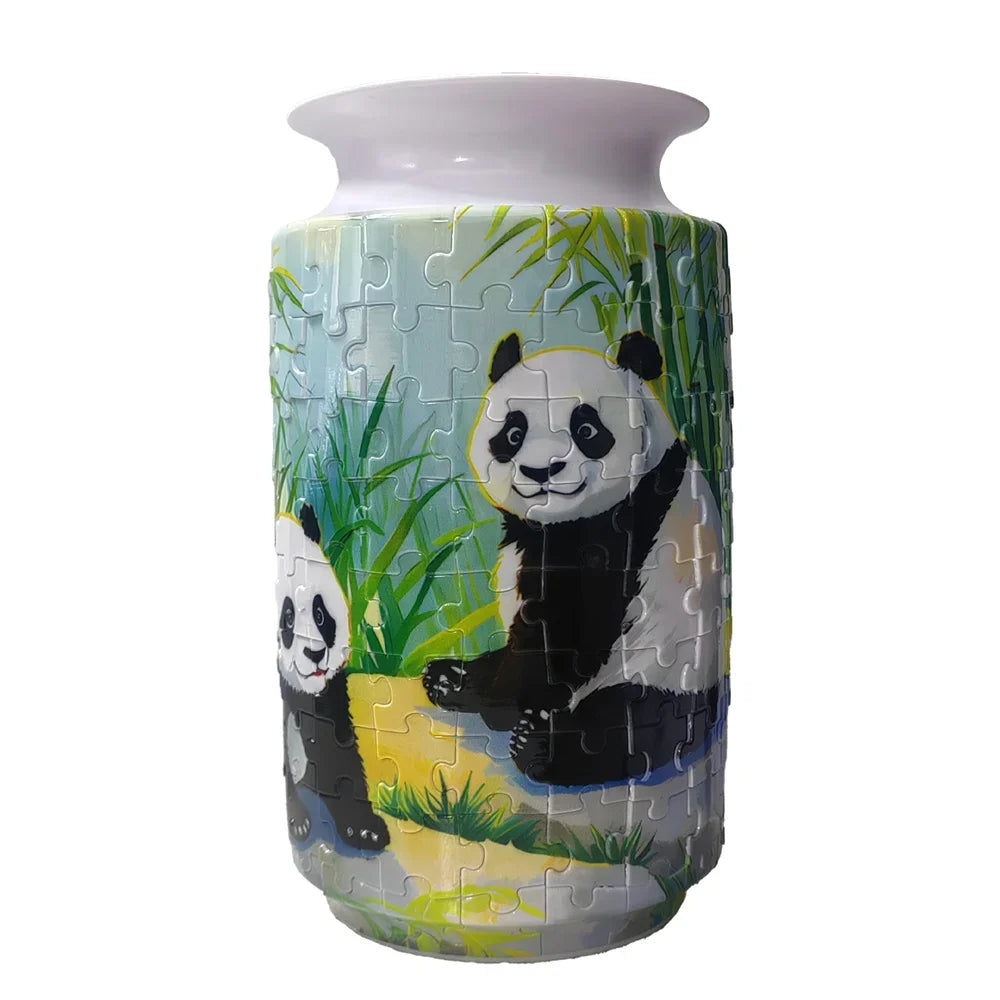 Puzzle 3D Vase 'Panda et Bambou' - 160 Pièces - Décoration Style Porcelaine Chinoise