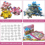 Puzzle 1000 Pièces - Fleurs de cerisier au château d'Osaka, Japon (Paysage, Art)