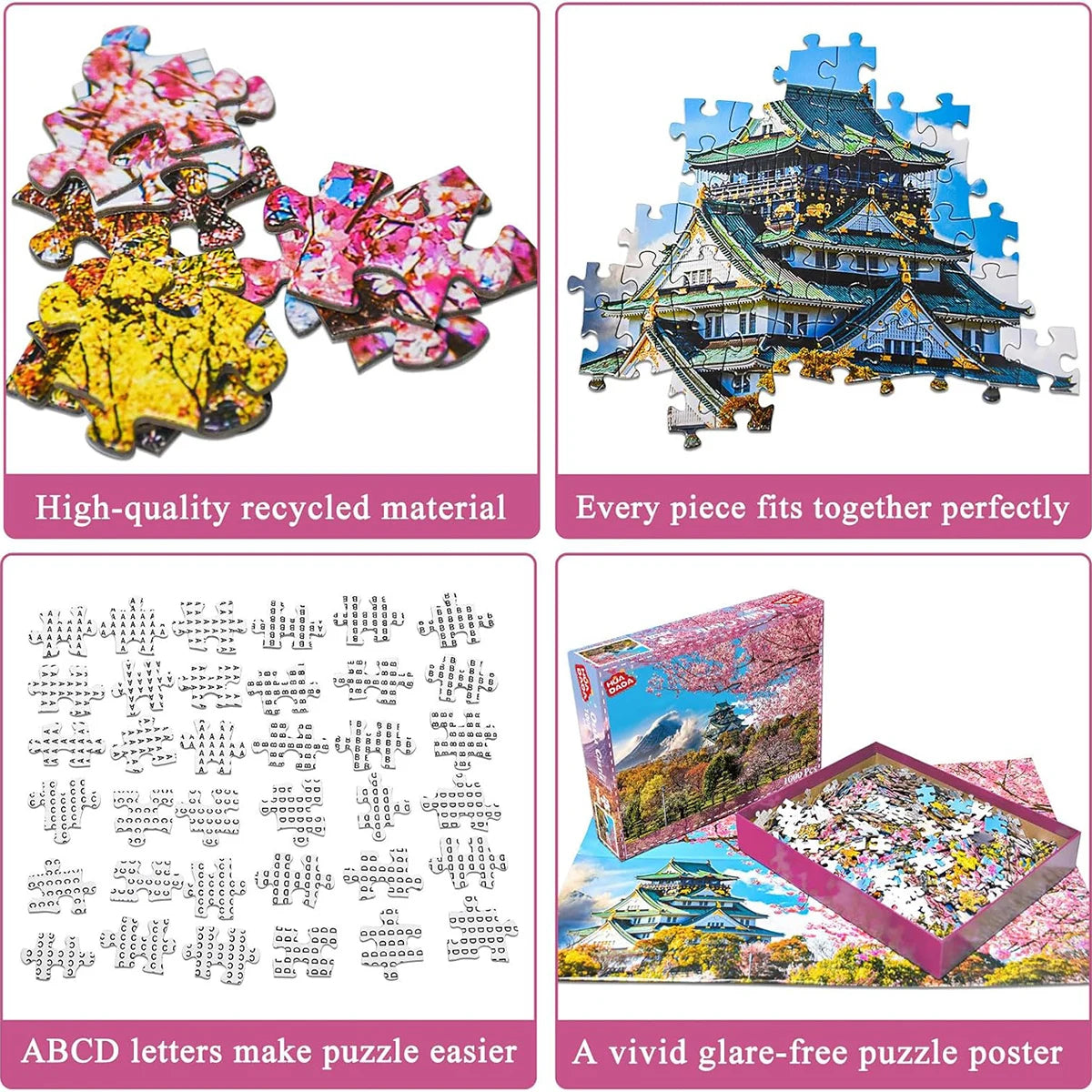 Puzzle 1000 Pièces - Fleurs de cerisier au château d'Osaka, Japon (Paysage, Art)