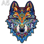 Puzzle en Bois Loup Majestueux - Art Coloré - 100 à 300 Pièces