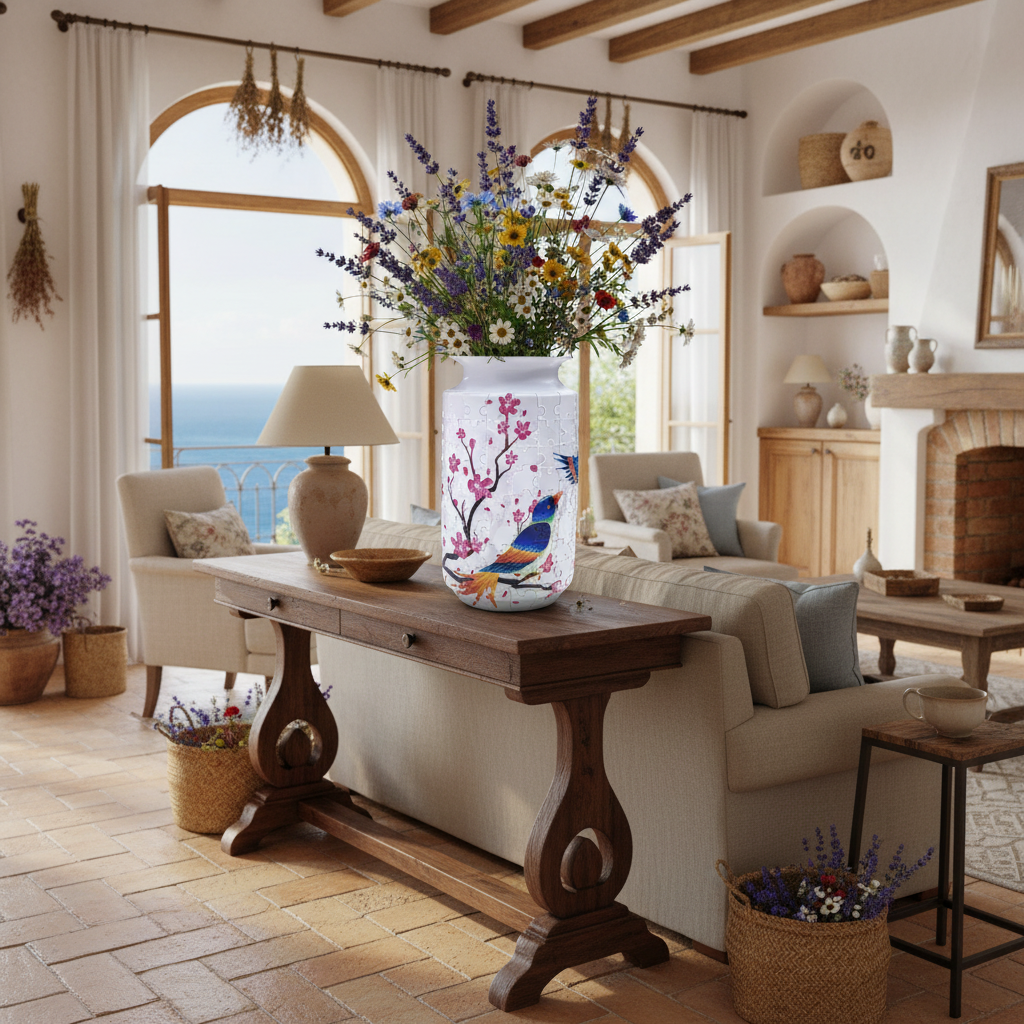 Puzzle 3D Vase 'Oiseau Coloré' - 160 Pièces Imitation Porcelaine