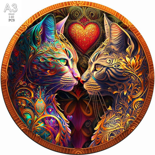 Puzzle en Bois Duo de Chats - Amour & Mystère - 50 à 150 Pièces