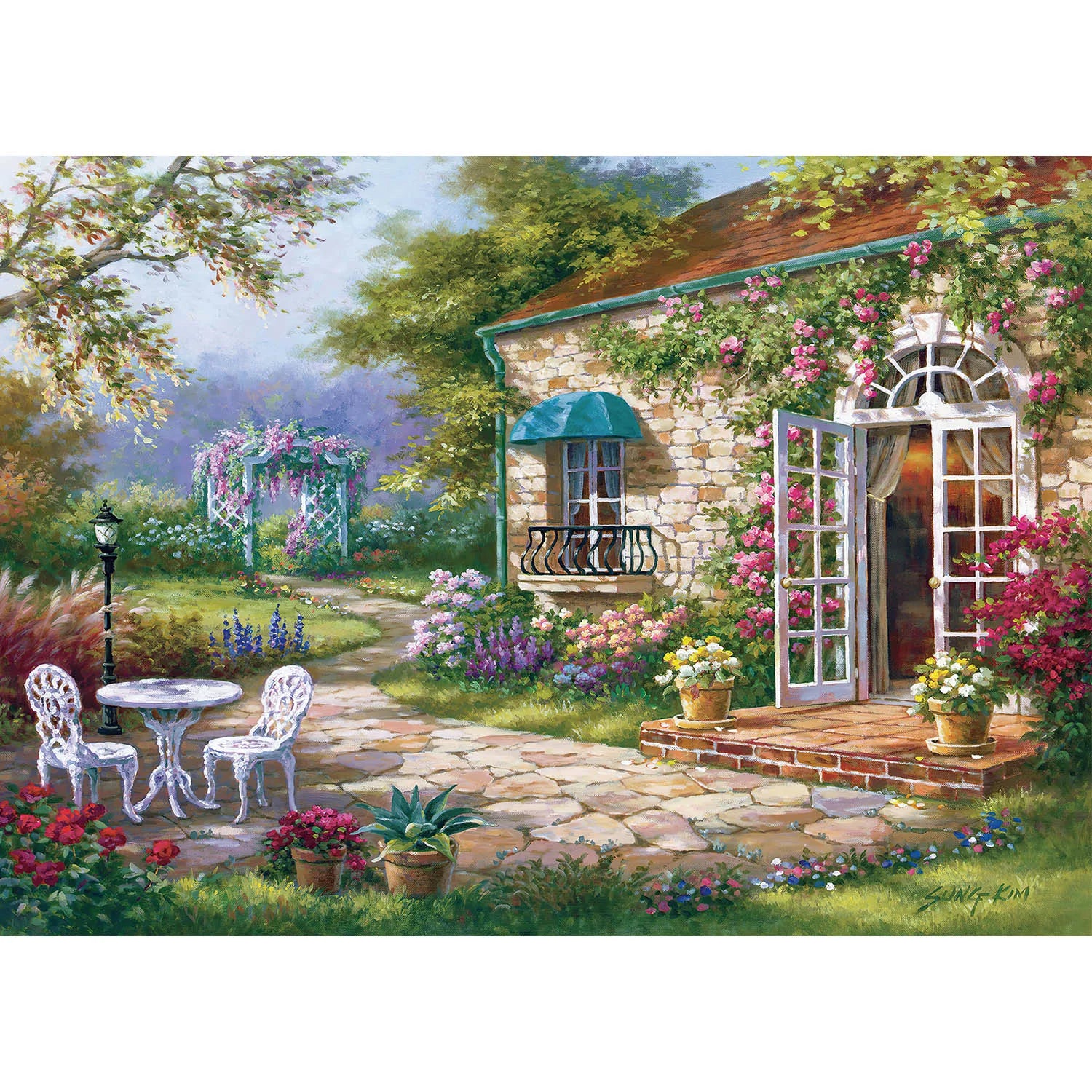 Puzzle 1000 Pièces - Jardin Fleuri (Paysage, Adulte)