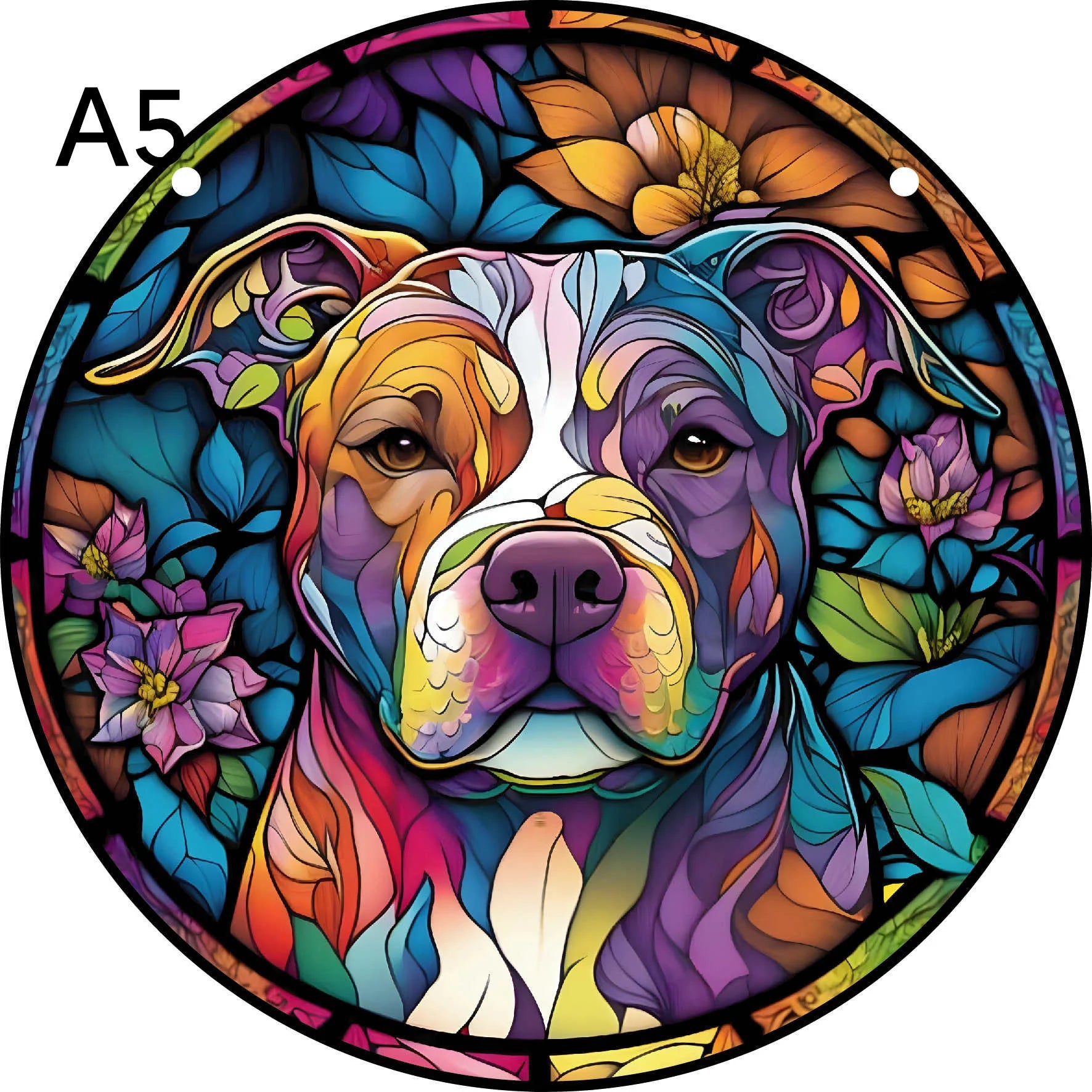 Puzzle en Bois Pitbull & Vitrail - Art Canin - 50 à 150 Pièces