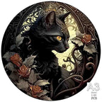 Puzzle en bois Chat Noir & Roses – Style gothique fantasy