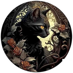 Puzzle en bois Chat Noir & Roses – Style gothique fantasy