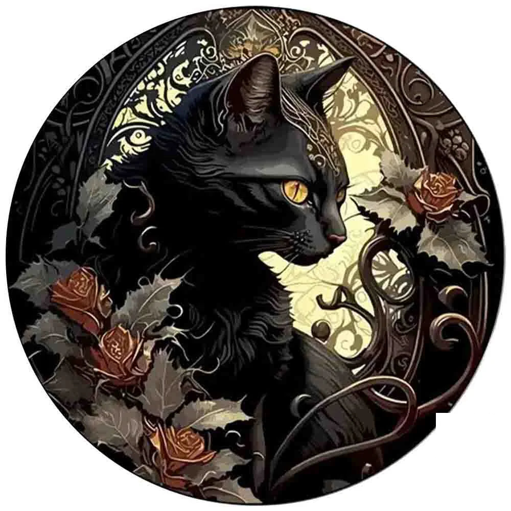 Puzzle en bois Chat Noir & Roses – Style gothique fantasy