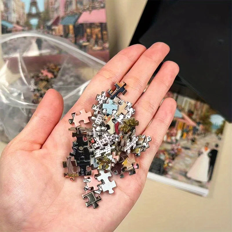 Mini Puzzle 1000 Pièces "Love in Paris" - Escapade Romantique - [Format Compact]