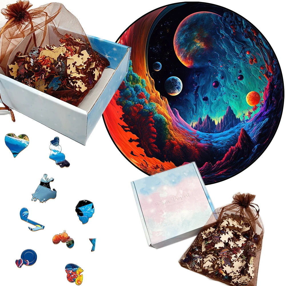 Puzzle en bois Chouette Sorcière – Illustration fantastique mystique