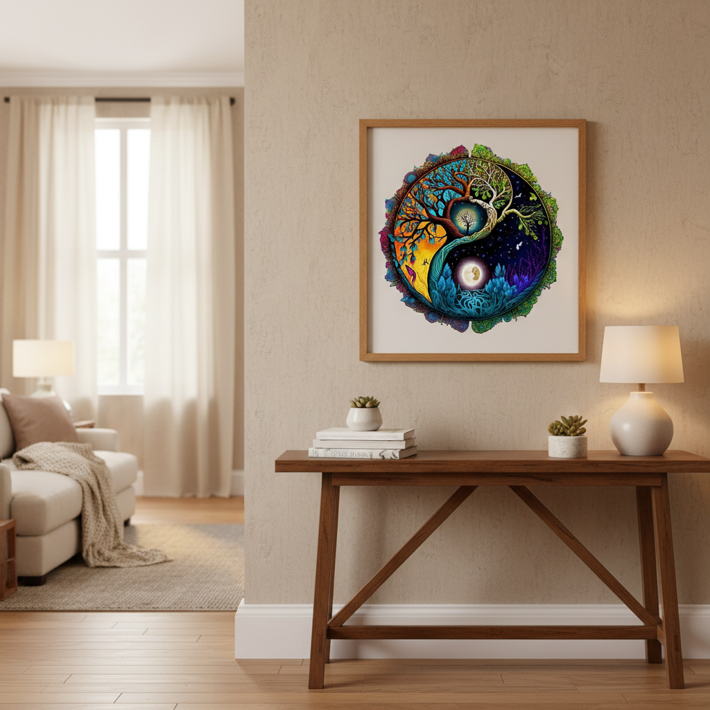 Puzzle en Bois Arbre de Vie - Équilibre Yin Yang - 50 à 150 Pièces