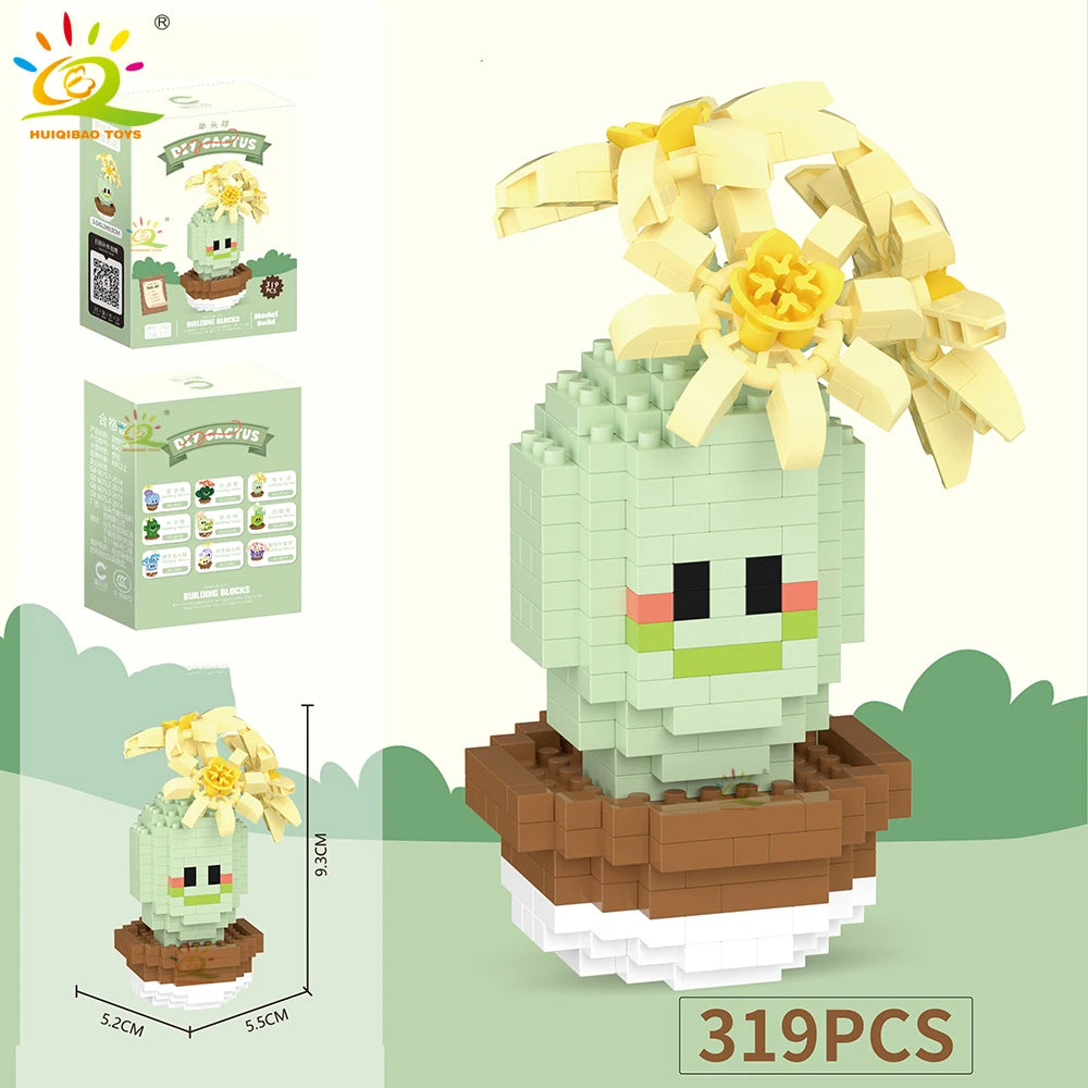 Mini Puzzle 3D Botanique en Micro-Briques - Collection Cactus et Succulentes