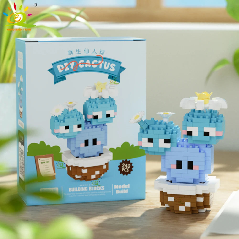 Mini Puzzle 3D Botanique en Micro-Briques - Collection Cactus et Succulentes
