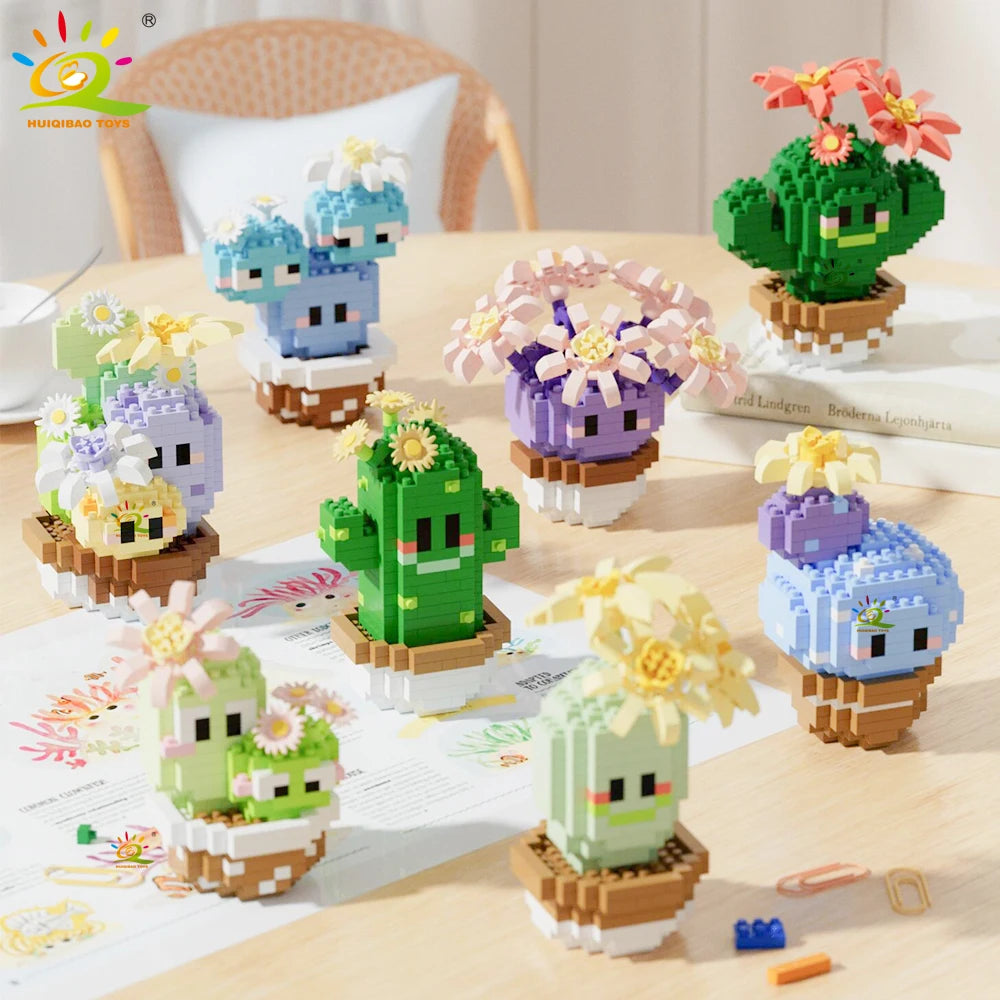 Mini Puzzle 3D Botanique en Micro-Briques - Collection Cactus et Succulentes