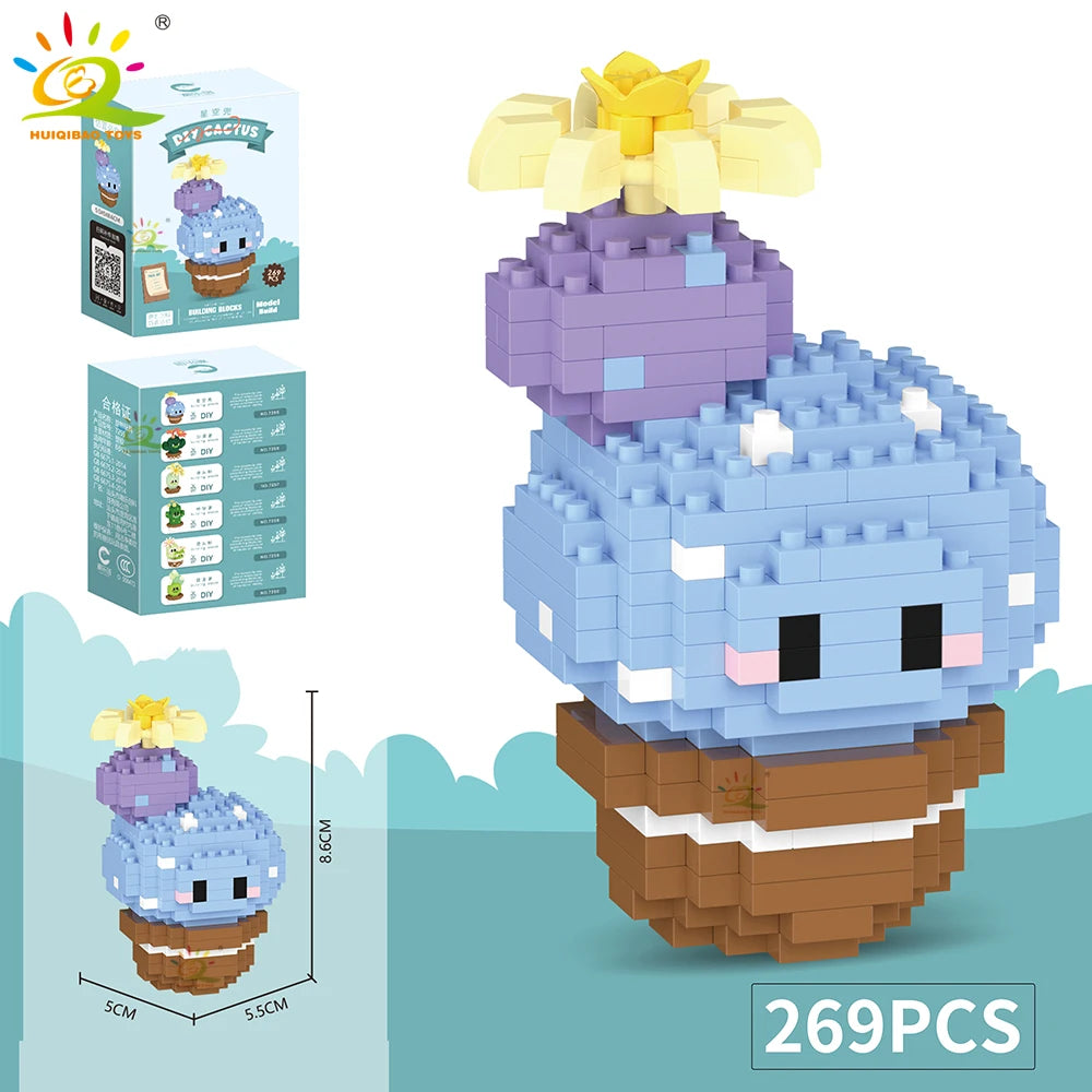 Mini Puzzle 3D Botanique en Micro-Briques - Collection Cactus et Succulentes