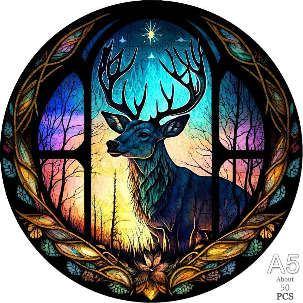 Puzzle en bois - Cerf coloré (Art, Animaux)