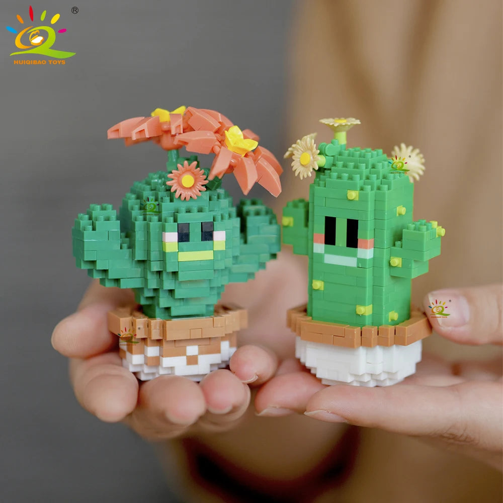 Mini Puzzle 3D Botanique en Micro-Briques - Collection Cactus et Succulentes